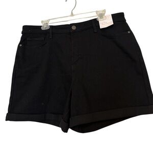 LC LAUREN CONRAD Women’s Black High Rise Cuffed Shorts Size 18